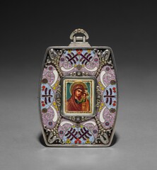 Pendant Icon of Our Lady of Kazan. Silver, enamel, glass
