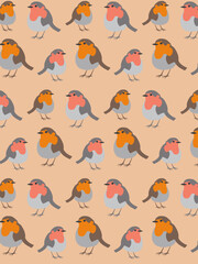 European robin bird pattern pastel background