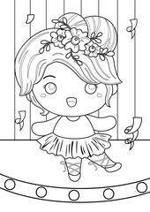 Cute Ballerina Ballet Girl Coloring Pages A4 for Kids And Adult 