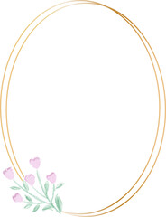 geometric golden frame with decorative watercolor flower