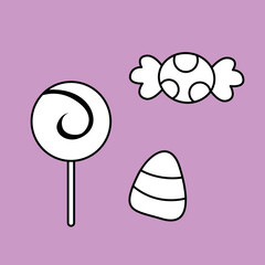 Cute Halloween Candy Lollipop Digital Stamp