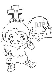 Kids Halloween Zombie Party Coloring Pages A4 for Kids and Adult
