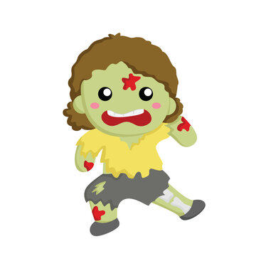 Kids Halloween Zombie Costume Party Illustration Vector Clipart