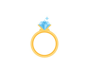 Diamond Ring Vector Isolated Emoticon. Ring Icon