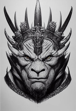 3D illustration of an orc warrior