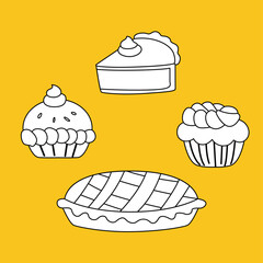 Thanksgiving Food Cake Pie Digital Stamp
