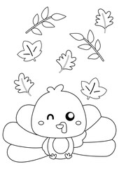 Thanksgiving Turkey Bird Coloring Pages A4 for Kids and Adult