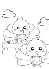 Thanksgiving Turkey Bird Coloring Pages A4 for Kids and Adult