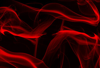 Movement of red smoke abstract on black background, fire design