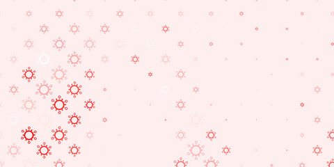 Light red vector background with covid-19 symbols.