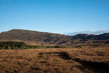 Traces of peat extraction in a peat bog near Ballycroy, County Mayo