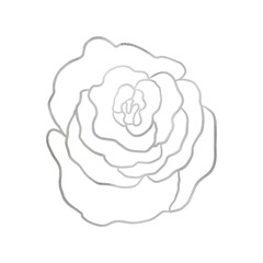 Silver Metallic Rose Outlined