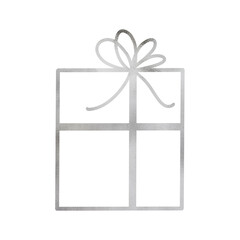 Silver Ribbon Gift Box Outlined