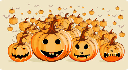 Set pumpkin on white background. The main symbol of the Happy Halloween holiday vector,