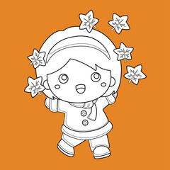 Kids Autumn Season Digital Stamp