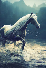 Obraz na płótnie Canvas 3d illustration of white horse 