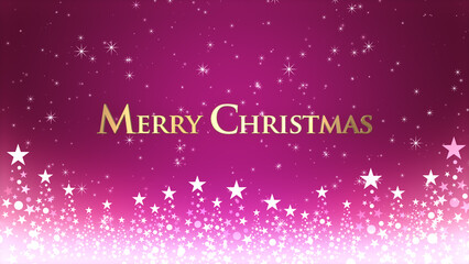 クリスマスツリーと色のついた背景にキラキラが舞う、クリスマスの文字