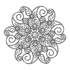 Paisley coloring page mandala. Floral vector illustration.