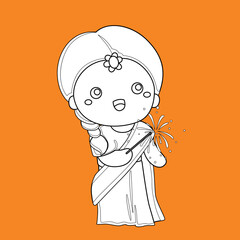 Diwali Deepavali Couple Festival Digital Stamp