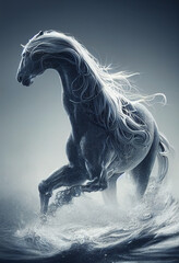 Naklejka na ściany i meble 3d illustration of white horse 