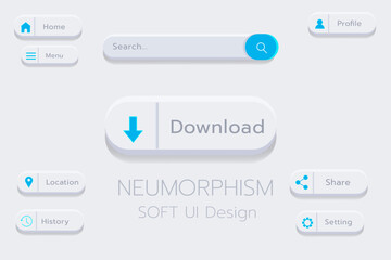 Fototapeta na wymiar Neumorphism Botton Soft UI Design