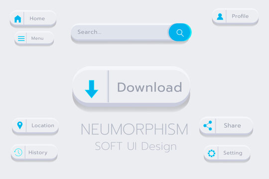 Neumorphism Botton Soft UI Design