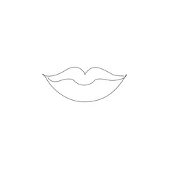 Single continuous one line art female lips. Beauty salon woman girl smile concept design sketch outline drawing vector illustration
