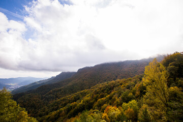 Autumn sunrise in Puigsacalm peak, La Garrotxa, Girona, Spain