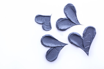 Charcoal texture swatches. Beauty and skin care textures on white background.