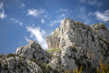 mountain landscape with blue sky in albania