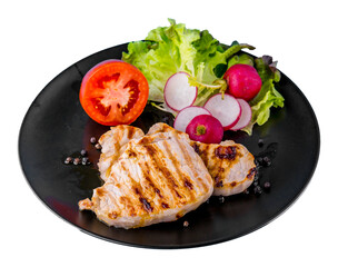 grilled pork with vegetables isolated and save as to PNG file