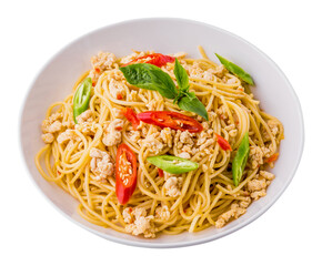spaghetti with chicken isolated and save as to PNG file