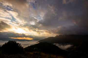 Autumn sunrise in Puigsacalm peak, La Garrotxa, Spain
