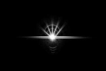 Realistic lens flare lights effect on black background