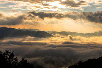 Autumn sunrise in Puigsacalm peak, La Garrotxa, Spain