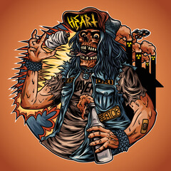 thrash metal skull illustration