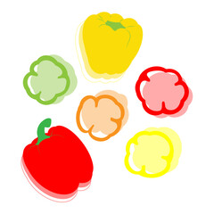 sweet pepper green red yellow paperon food dish delicacy round 