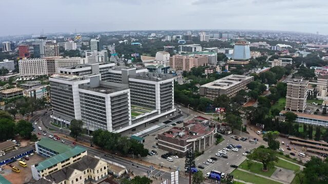 Aerial shot of the city of Accra in Ghana during day
