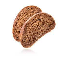 Sliced rye bread close up isolated on a white background