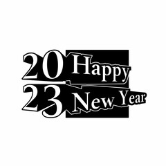 Fototapeta premium Happy new year 2023. New year celebration with black and white design lettering 3d illustration