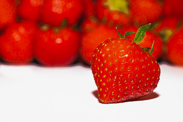 Fresh red beautiful strawberries on white background