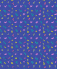 seamless hand draw leaf pattern with 80's popular color