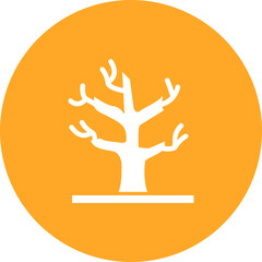 Dry Tree Multicolor Circle Glyph Inverted Icon