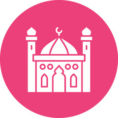 Mosque Multicolor Circle Glyph Inverted Icon