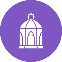 Lantern Multicolor Circle Glyph Inverted Icon