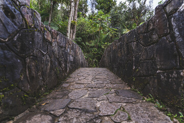 Stone bridge at Bano Grande Swim area in El Yunque National Forest, Puerto Rico
