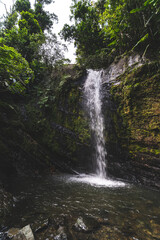 Juan Diego Falls upper waterfall in tropical El Yunque National Forest