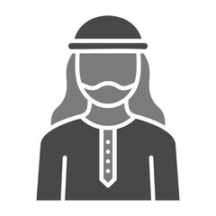 Arab Man Greyscale Glyph Icon