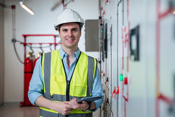 Portrait of  team of experts checked the integrity of the system in the control room.