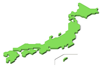 3D日本地図  アイソメトリック（影付き）